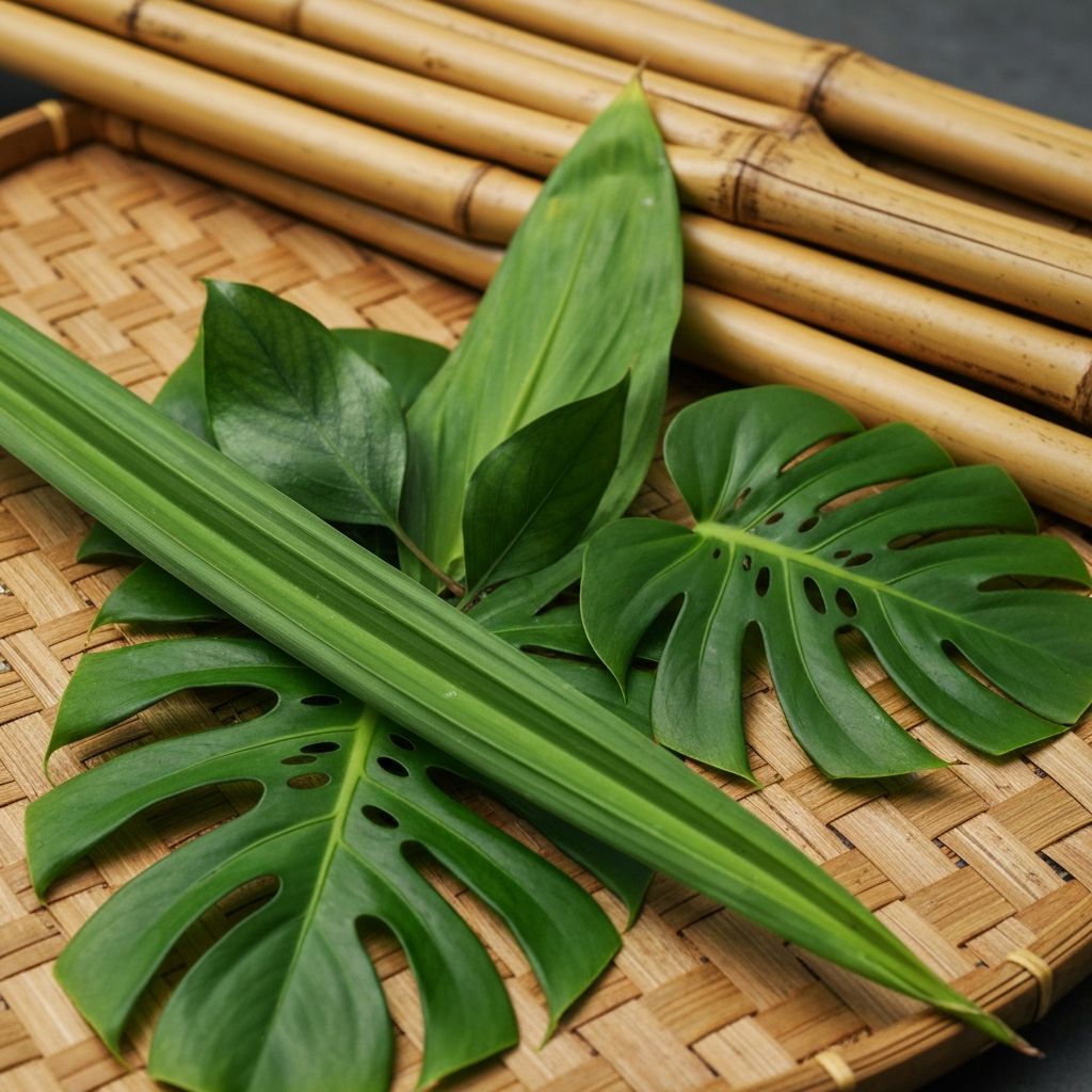 Native Indonesian plants and leaves in natural light